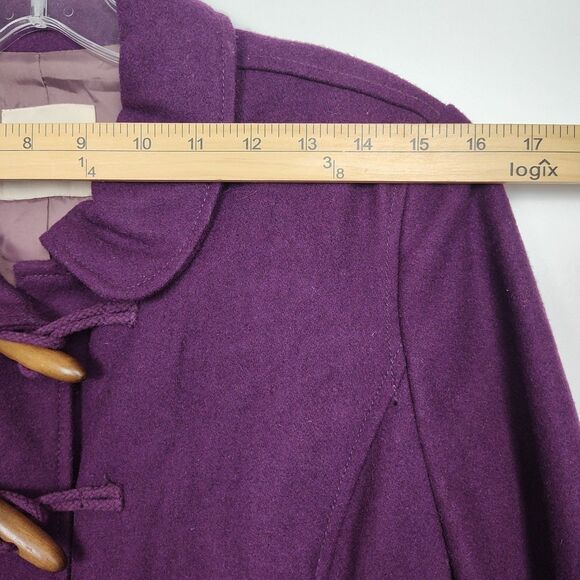 Old Navy Wool-Blend Pea Coat Women's Size M Purple Toggle Clasps & Snaps - Picture 3 of 9